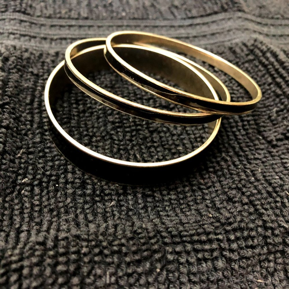 Price Drop!! Silver and Black Bangle Bracelet Set